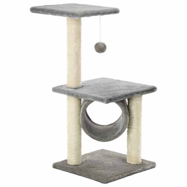 vidaXL sisalk&ouml;itega kraapimispuuga kassimaja 65 cm, hall