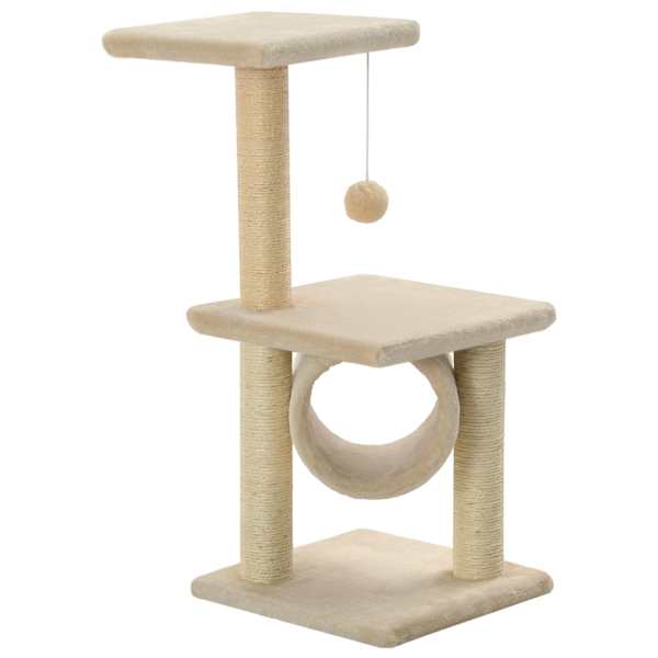 vidaXL sisalk&ouml;itega kraapimispuuga kassimaja, 65 cm, beež