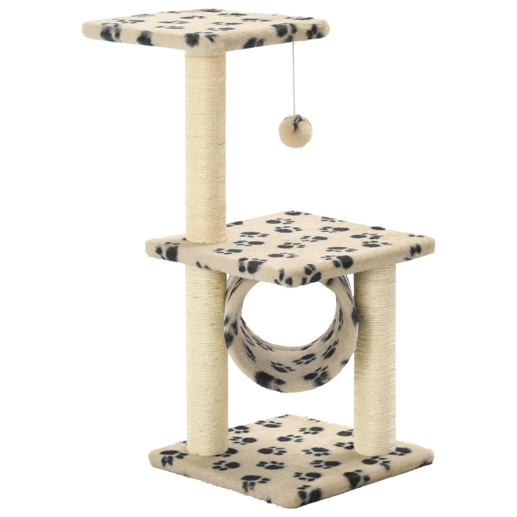 vidaXL Škrabadlo pro kočky sisalové sloupky 65 cm béžové s potiskem