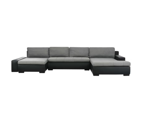vidaXL Modułowa sofa z leżanką obita sztuczną skórą, czarno-jasnoszara