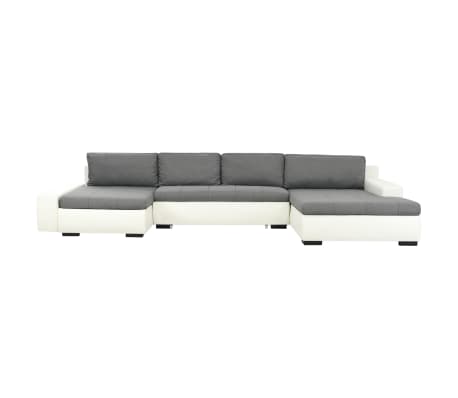 vidaXL Modułowa sofa rozkładana obita sztuczną skórą, biało-jasnoszara