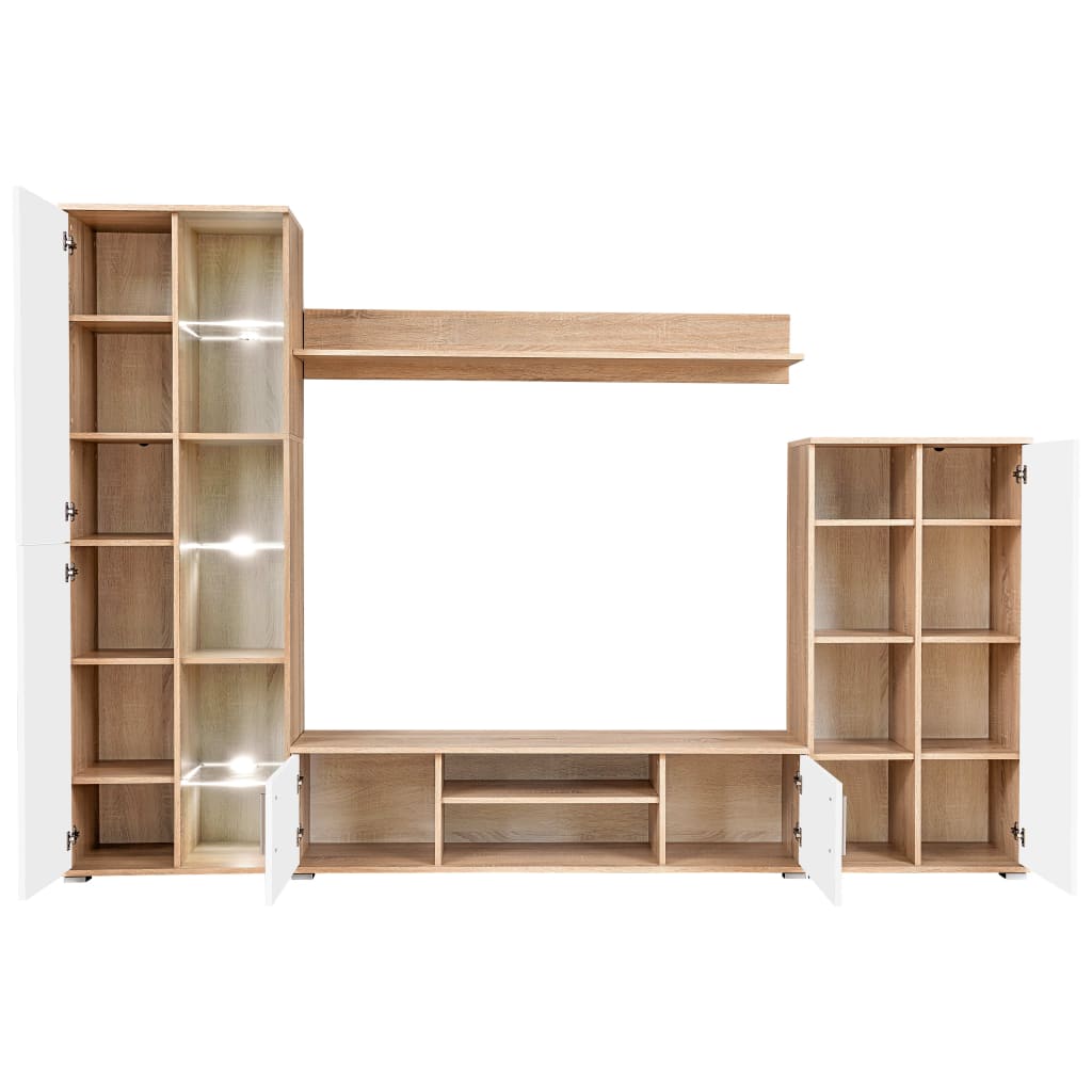 

vidaXL Tv-wandmeubel met LED-verlichting Sonoma eiken en wit