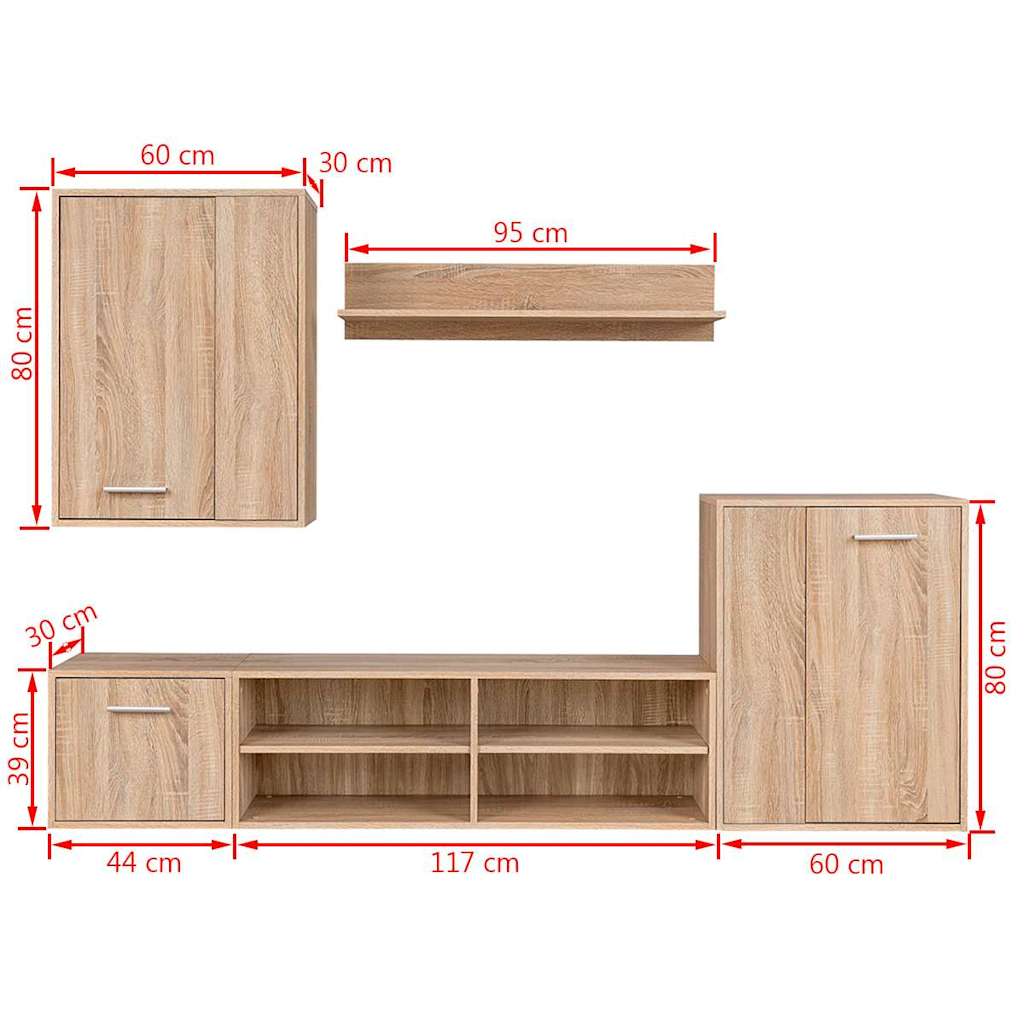 TV Cabinet Set Wall mounted size guide