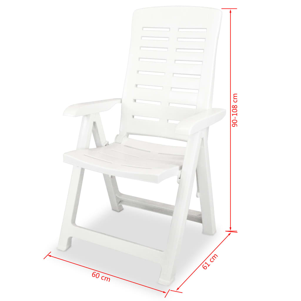 4 db fehér dönthető műanyag kerti szék 