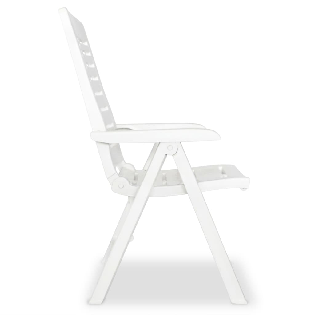 6 db fehér dönthető műanyag kerti szék 