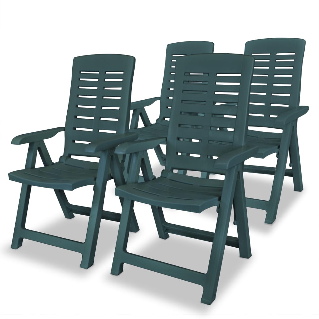 Image of vidaXL Reclining Garden Chairs 4 pcs Plastic Green
