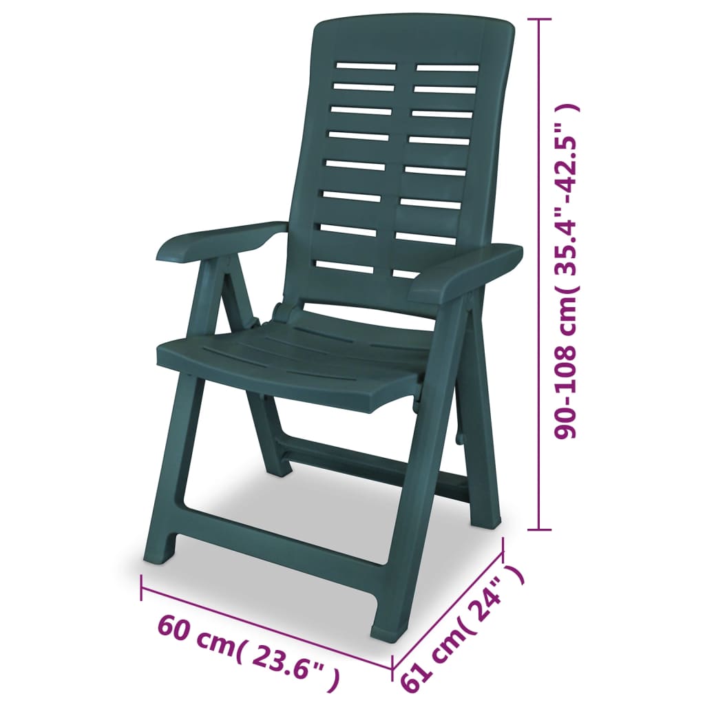 4 db zöld dönthető műanyag kerti szék 