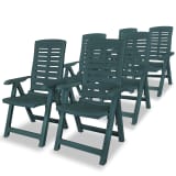 vidaXL Verstellbare Gartenstühle 6 Stk. 60 x 61 x 108 cm Kunststoff Grün (43896x3)