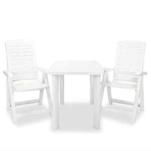 vidaXL 3-osaline bistrookomplekt, plast, valge