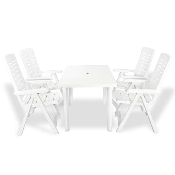 vidaXL 5-osaline aiam&ouml;&ouml;blikomplekt, plast, valge