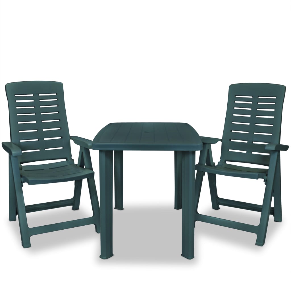 vidaXL Set mobilier bistro, 3 piese, verde, plastic