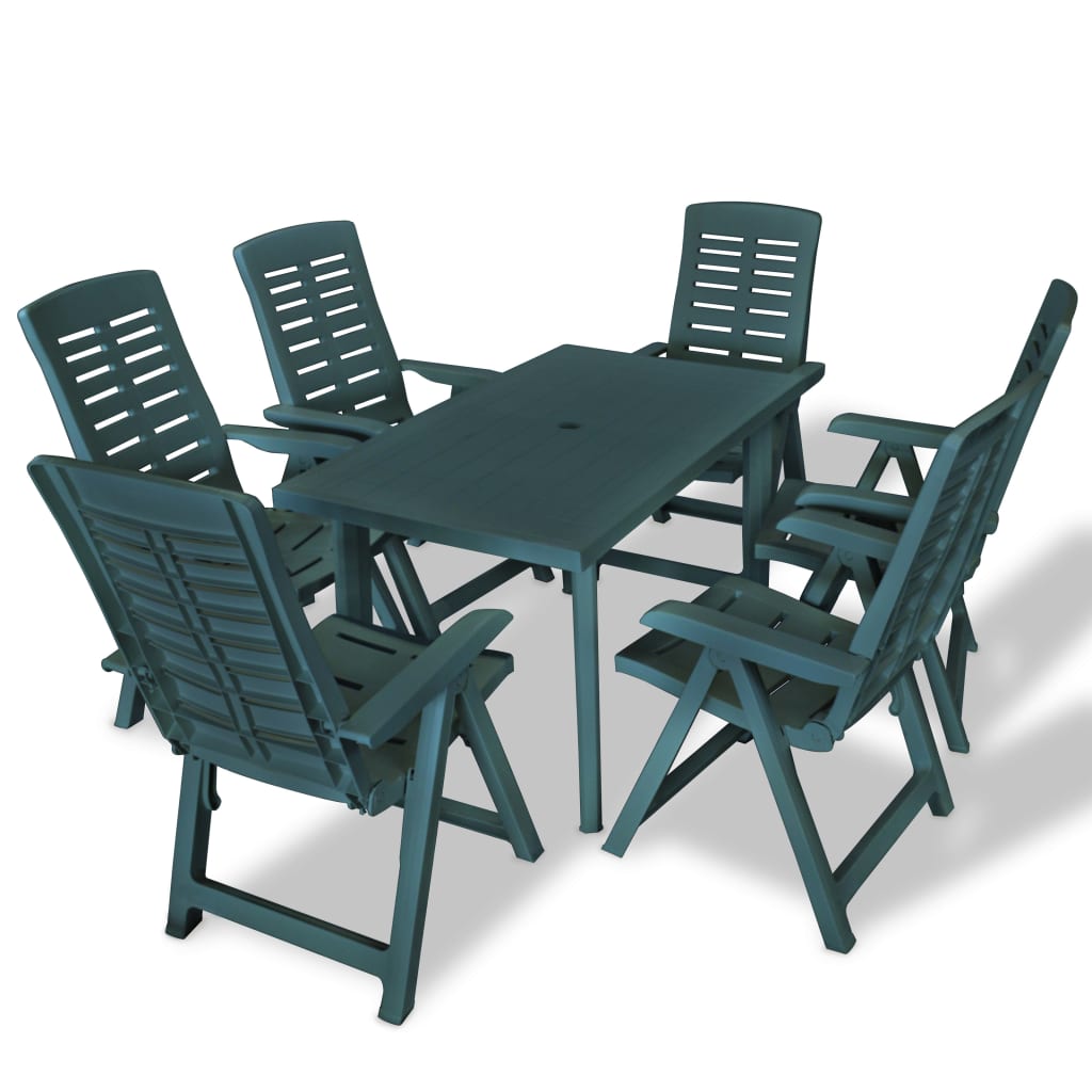 

vidaXL 7 Piece Patio Dining Set Plastic Green