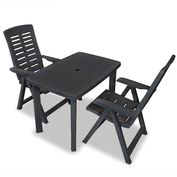 vidaXL 3-osaline bistroom&ouml;&ouml;bel, plast, antratsiit