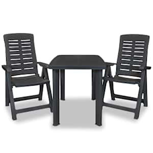 3dílný bistro set plastový antracitový - obrázek 2