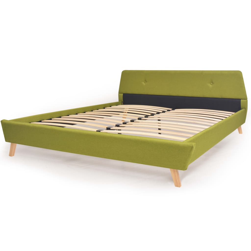 vidaXL Bed met traagschuim matras 160x200 cm stof groen