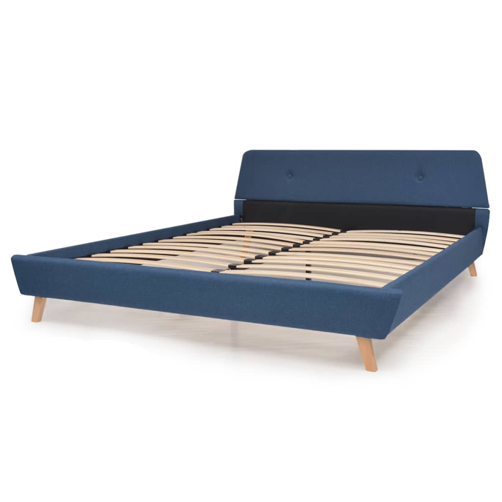 vidaXL Bed met traagschuim matras stof blauw 160x200 cm