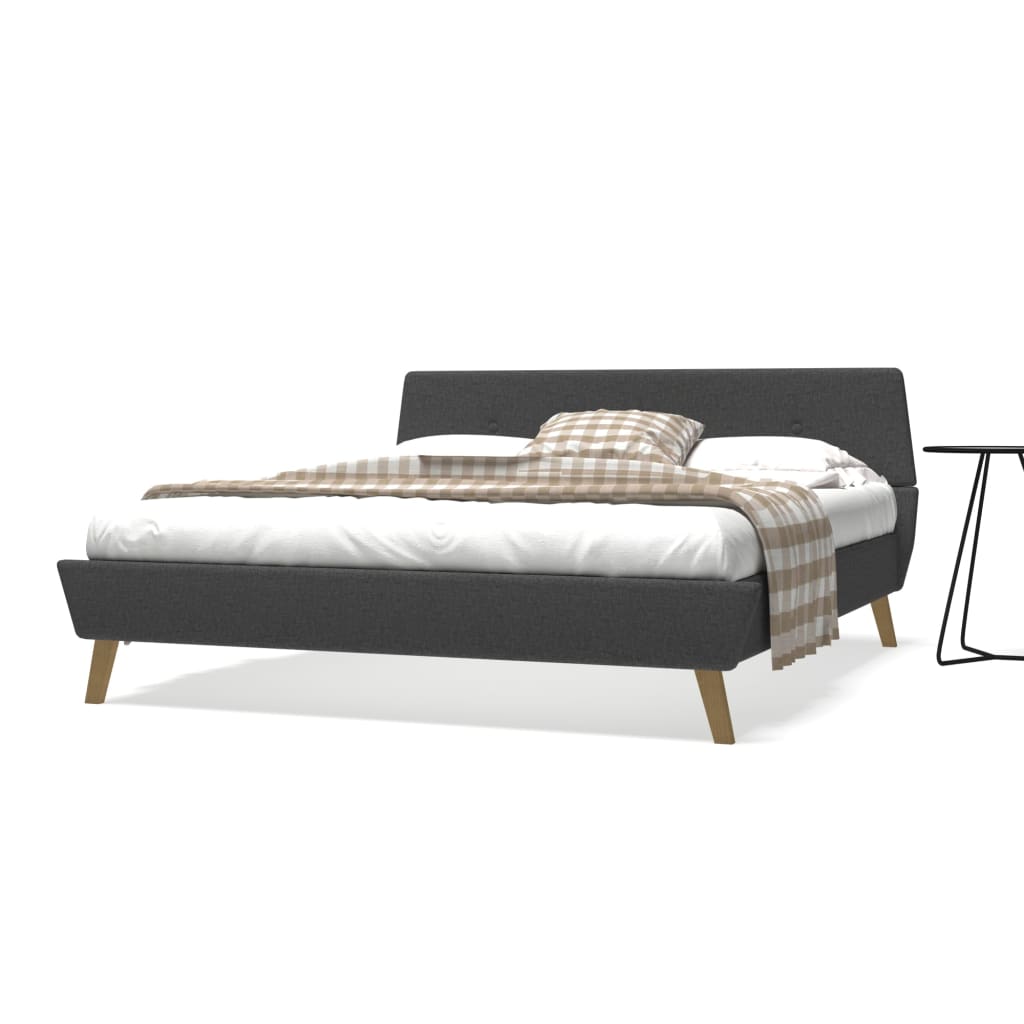 Bett mit Matratze Dunkelgrau Stoff 160 x 200 cm kaufen