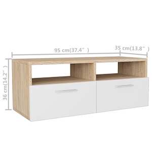 TV skříňky 2 ks kompozitní dřevo 95 x 35 x 36 cm dub a bílé - obrázek 6
