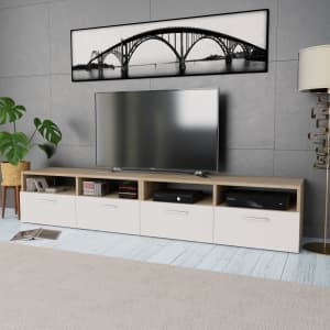 vidaXL telerikapp, 2 tk, tehispuit 95 x 35 x 36 cm, tamm ja valge