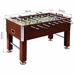 Stolní fotbal ocel 60 kg 140x74,5x87,5 cm hnědý - obrázek 12