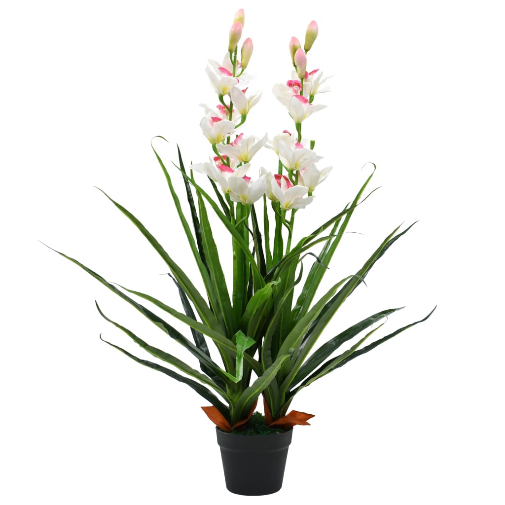 vidaXL Plantă artificială Orhidee Cymbidium cu ghiveci 100 cm verde vidaxl.ro