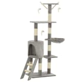 vidaXL Árvore para gatos c/ postes arranhadores sisal 138 cm cinzento