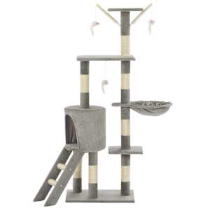 Škrabadlo pro kočky se sisalovými sloupky 138 cm šedé - obrázek 3