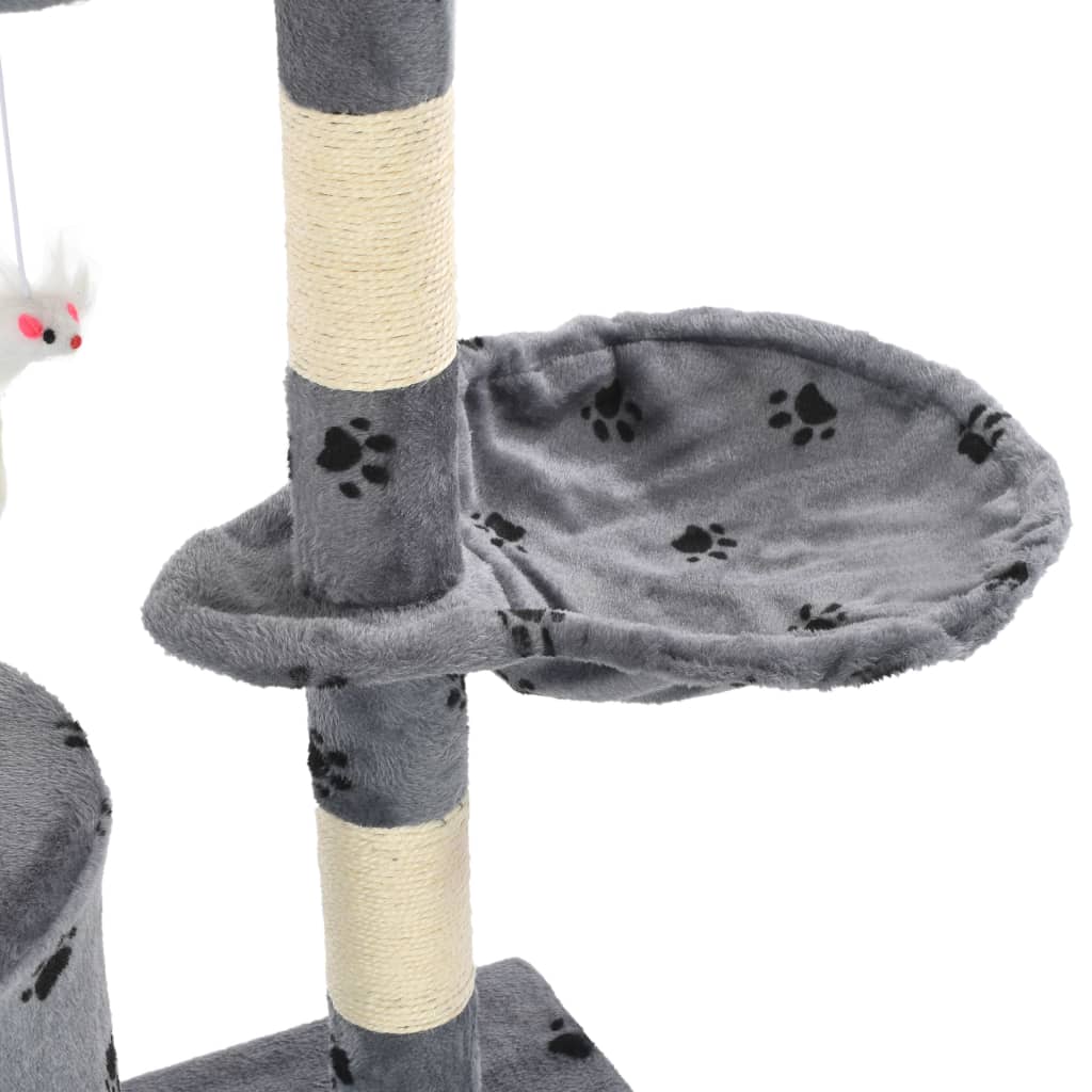 Škrabadlo pro kočky sisalové sloupky 138 cm šedé s tlapkami