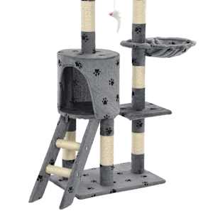 Škrabadlo pro kočky sisalové sloupky 138 cm šedé s tlapkami - obrázek 8