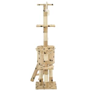 Škrabadlo pro kočky sisalové sloupky 138 cm béžové s tlapkami - obrázek 5