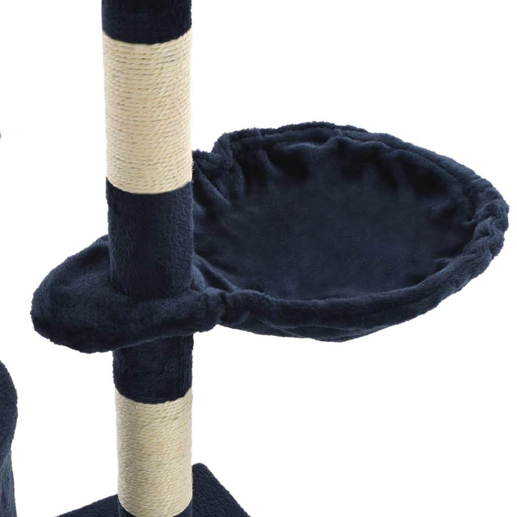 Škrabadlo pro kočky se sisalovými sloupky 138 cm tmavě modré