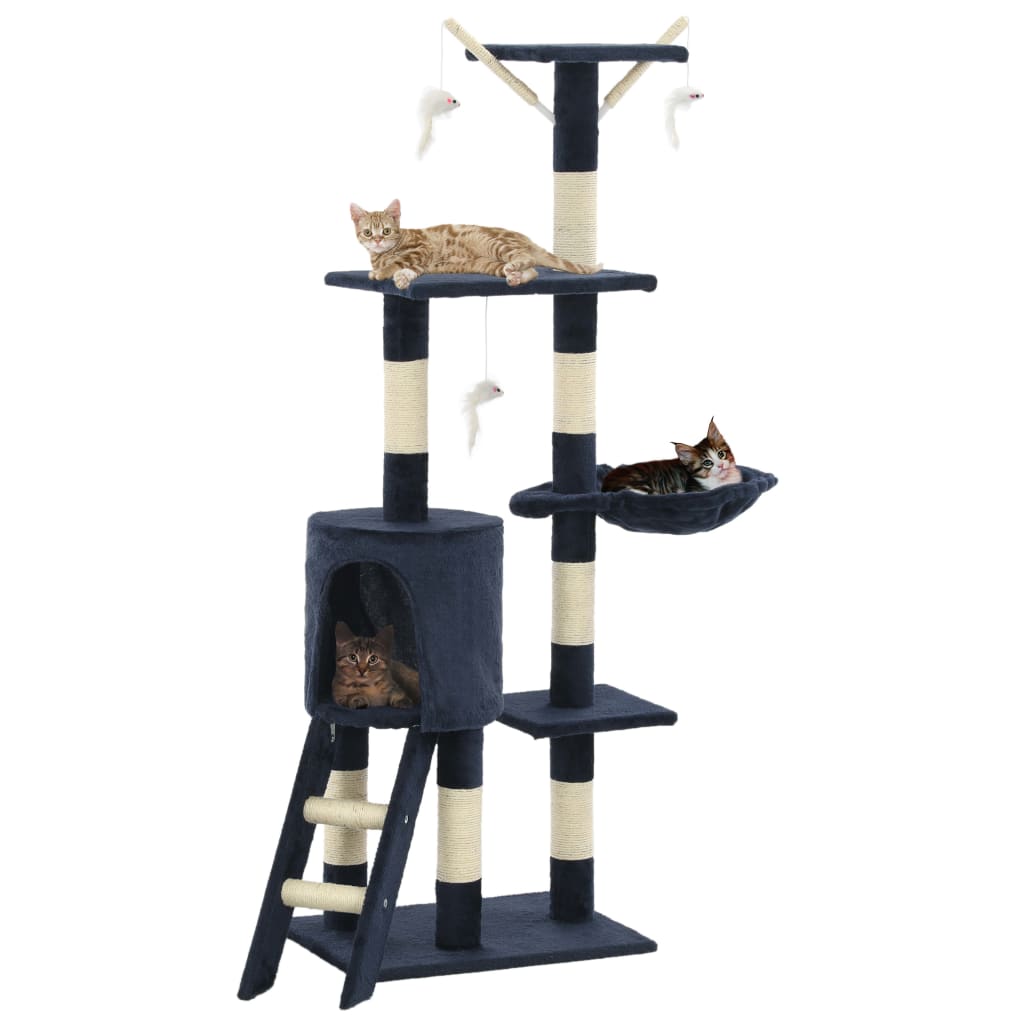 vidaXL kradsetræ til katte med sisal-kradsestolper 138 cm mørkeblå