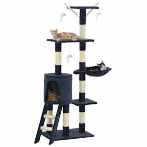 Škrabadlo pro kočky se sisalovými sloupky 138 cm tmavě modré - obrázek 1