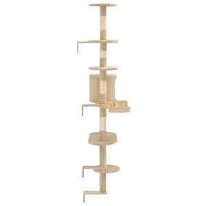 Nástěnné škrabadlo pro kočky se sisalovými sloupky 194cm béžové - obrázek 5