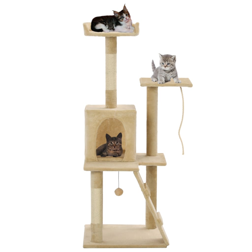 vidaXL Ansamblu pisici, stâlpi din funie de sisal, 120 cm, bej vidaXL