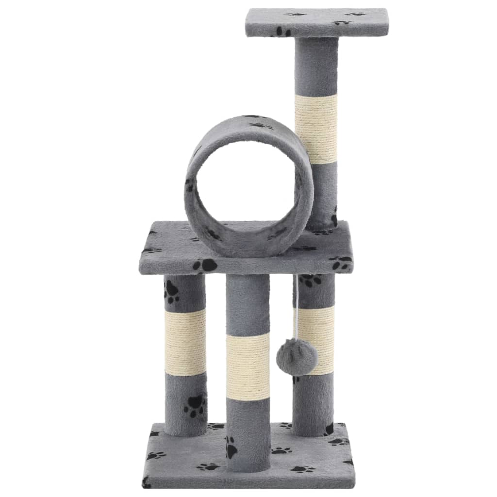 vidaXL Cat Tree with Sisal Scratching Posts 65 cm Grey Paw Prints