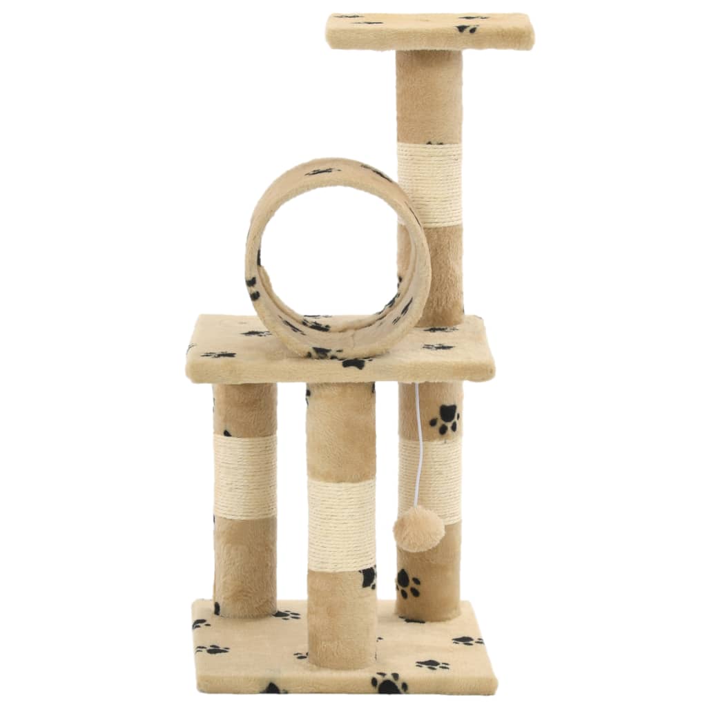 vidaXL Cat Tree with Sisal Scratching Posts 65 cm Beige Paw Prints