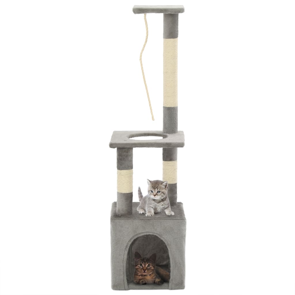vidaXL Ansamblu pentru pisici cu stâlpi din funie de sisal, 109 cm gri vidaXL