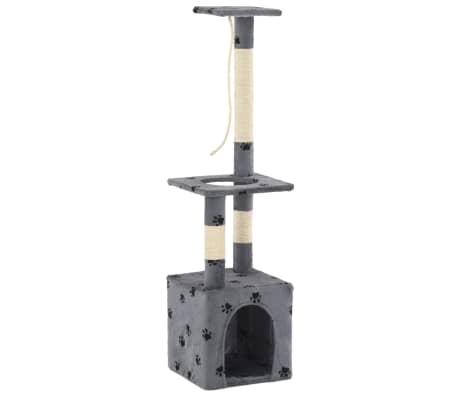 vidaXL Cat Tree with Sisal Scratching Posts 109 cm Grey Paw Prints