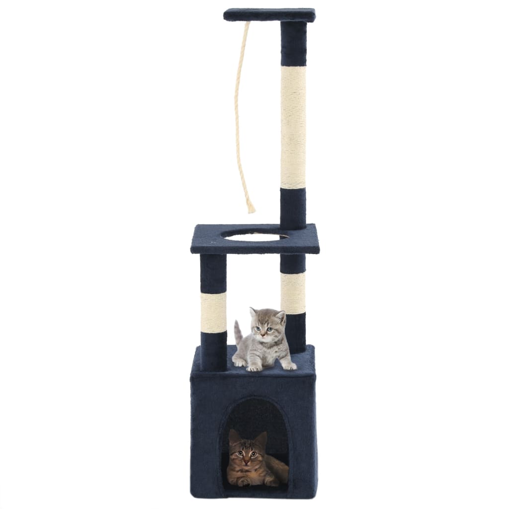 vidaXL Ansamblu pisici, stâlpi din funie sisal, 109 cm bleumarin vidaXL imagine 2022 1-1.ro