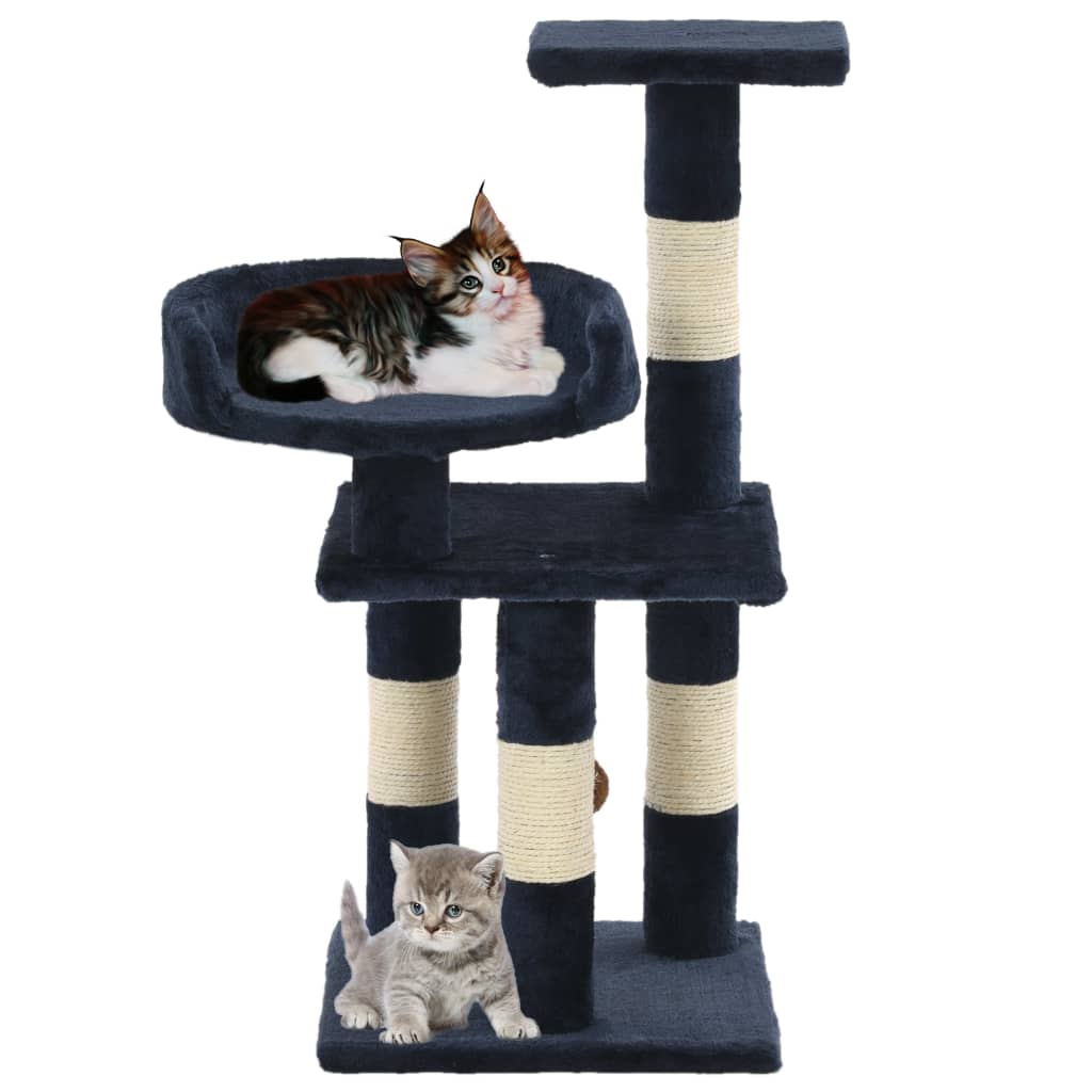 Ansamblu pentru pisici, stâlpi din funie sisal, 65 cm, albastru