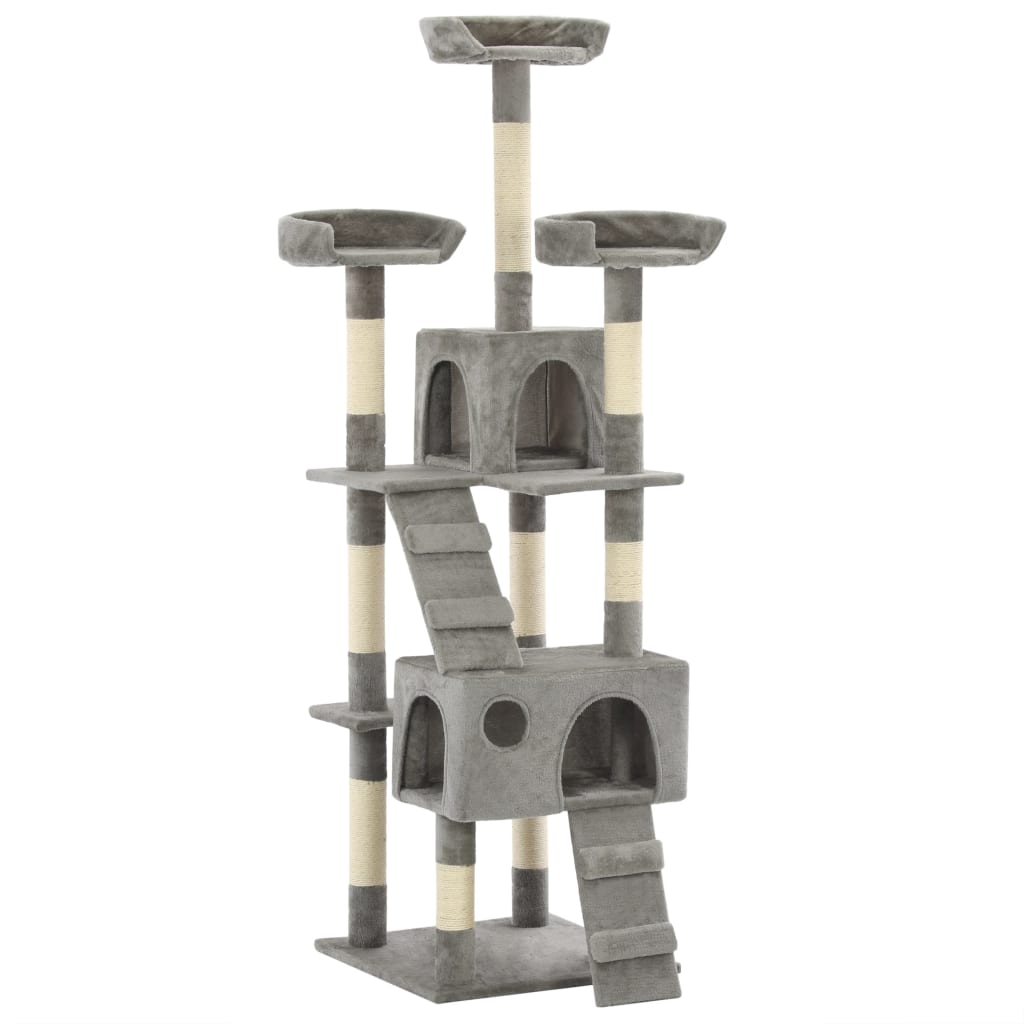 vidaXL Ansamblu pentru pisici cu stâlpi funie sisal, 170 cm, gri vidaXL