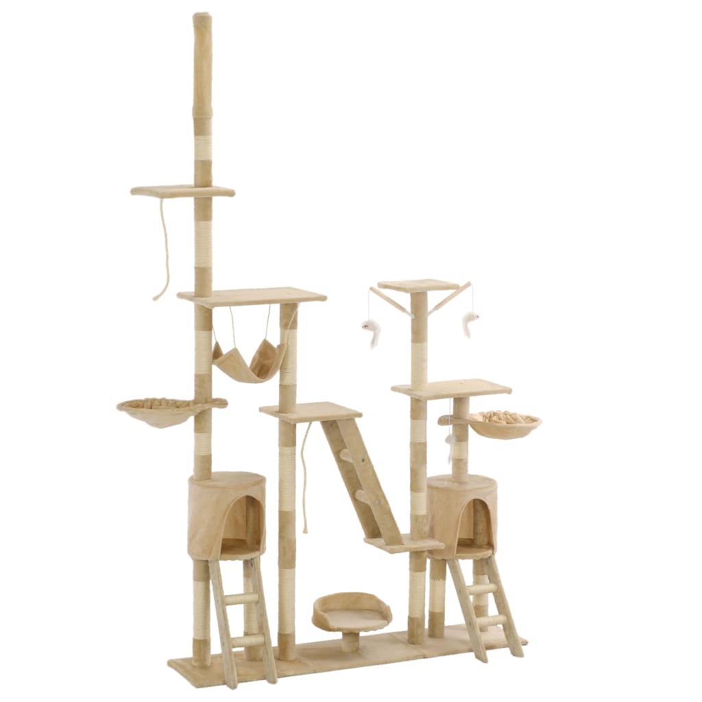vidaXL Ansamblu pentru pisici stâlpi din funie de sisal 230-250 cm bej 230-250