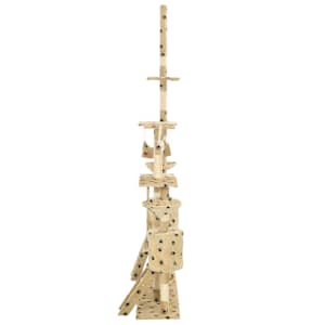 Škrabadlo pro kočky sisalové sloupky 230-250 cm béžové, tlapky - obrázek 4