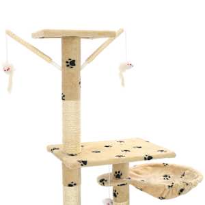 Škrabadlo pro kočky sisalové sloupky 230-250 cm béžové, tlapky - obrázek 5