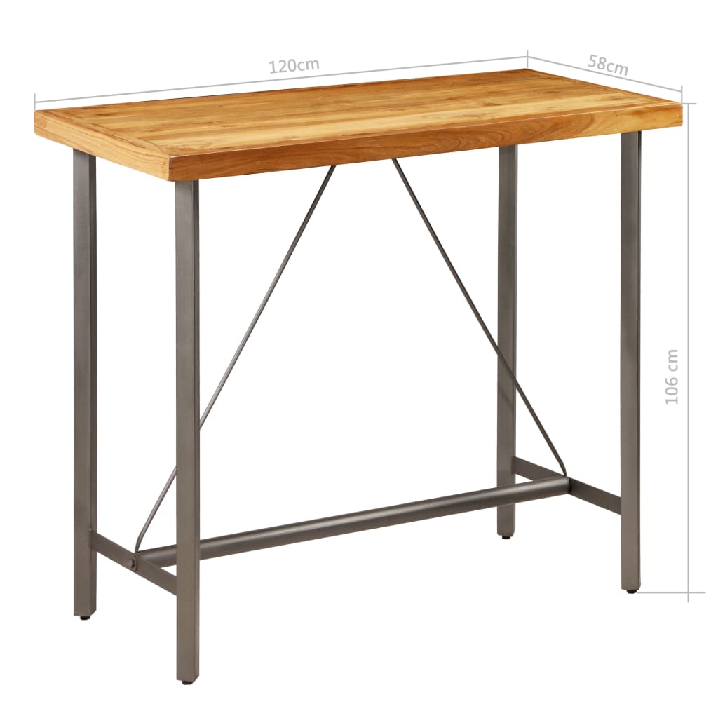 Barska miza iz trdne predelane tikovine 120x58x106 cm