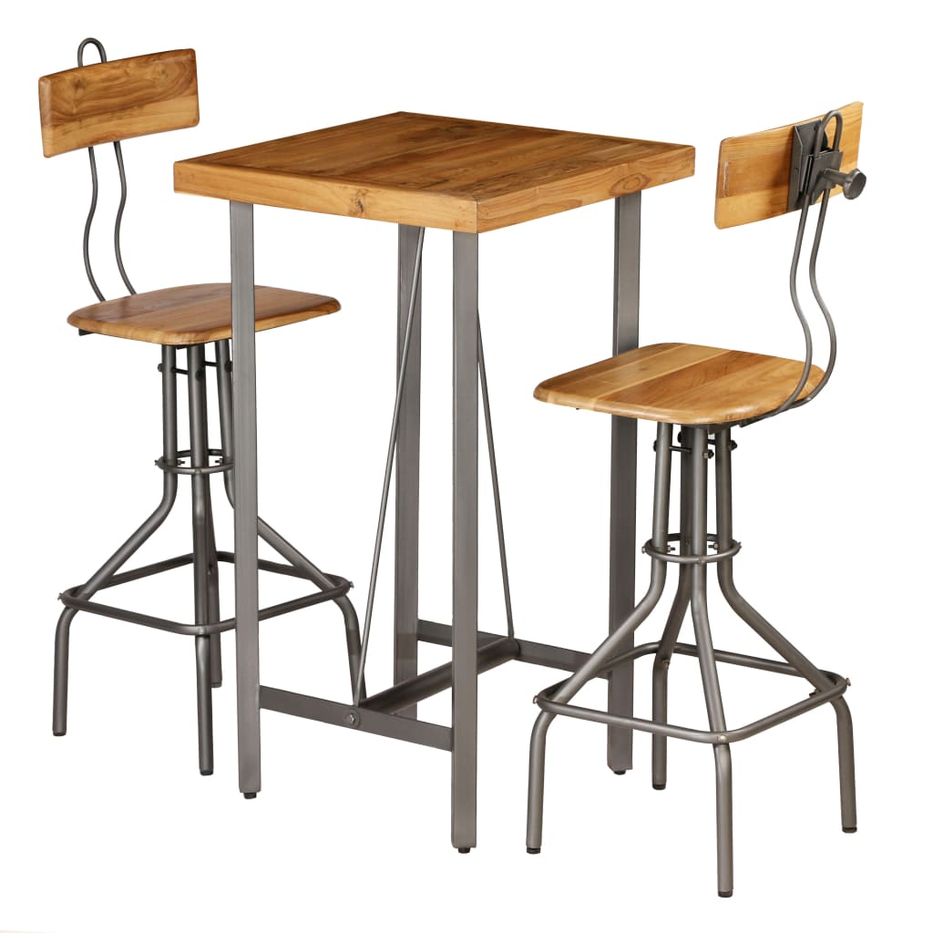 vidaXL Bar-Set 3-tlg. Recyceltes Massivholz Teak