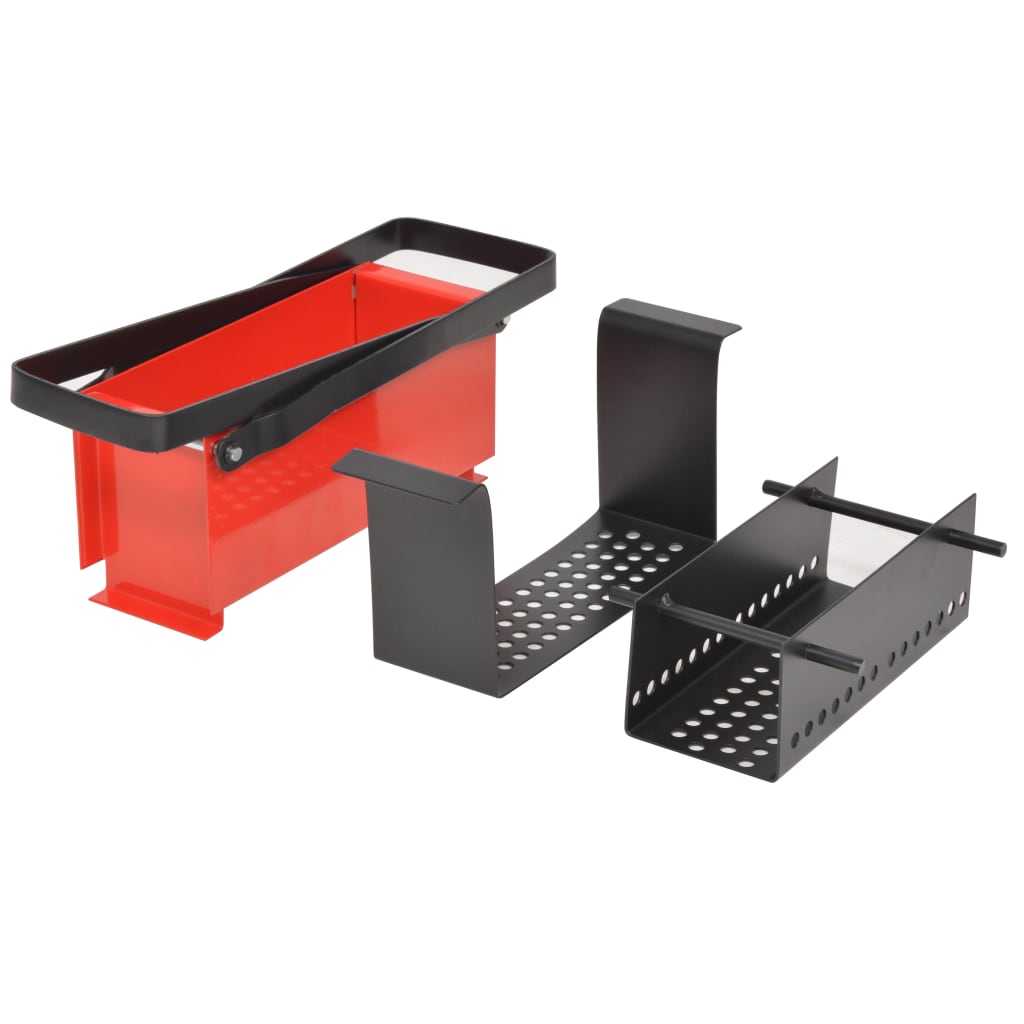 vidaXL Paper Log Briquette Maker Steel 13.4"x5.5"x5.5" Black and Red