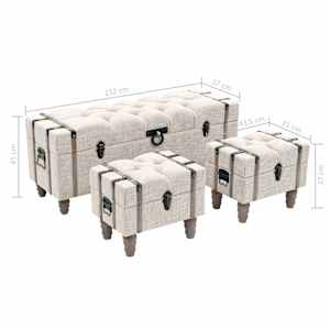Sada úložných lavic 3 kusy masivní dřevo a ocel 112x37x45 cm - obrázek 14