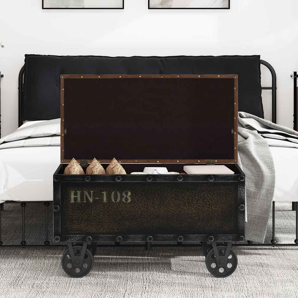 vidaXL Aufbewahrungsbank Massivholz Kunstleder 80,5x41x50 cm